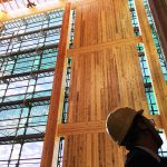 ポラスグループ 最大規模 木造建築拠点 魅力情報発信空間「ポラステクノシティ」で木造非住宅事業を加速、高さ 12m 耐力壁+ブレース構造 広範囲 高強度 水平構面で巨大空間を木造でつくる!