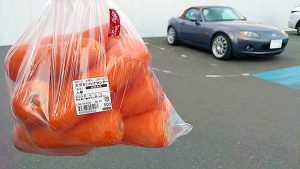 茨城県 鉾田市 産 にんじん 14本 500円☆☆☆　東関東自動車道 潮来IC～鉾田IC ことし開通を目前に霞ヶ浦沿いをドライブし 空港前「空のえき そ・ら・ら」で　逸品見つけた！　